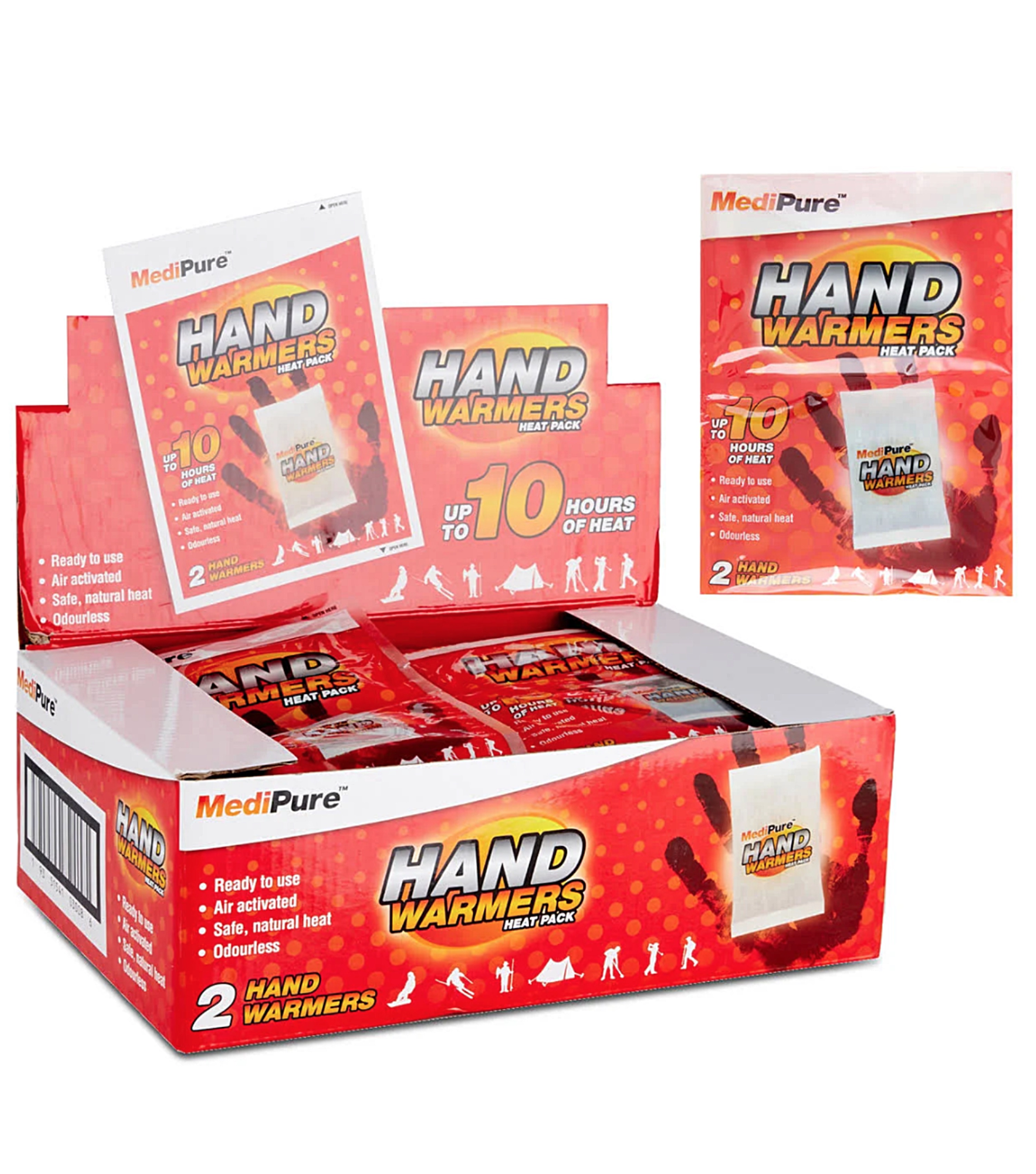 10 Hours of Heat Hand Warmers MediPure Odourless Air Activated 