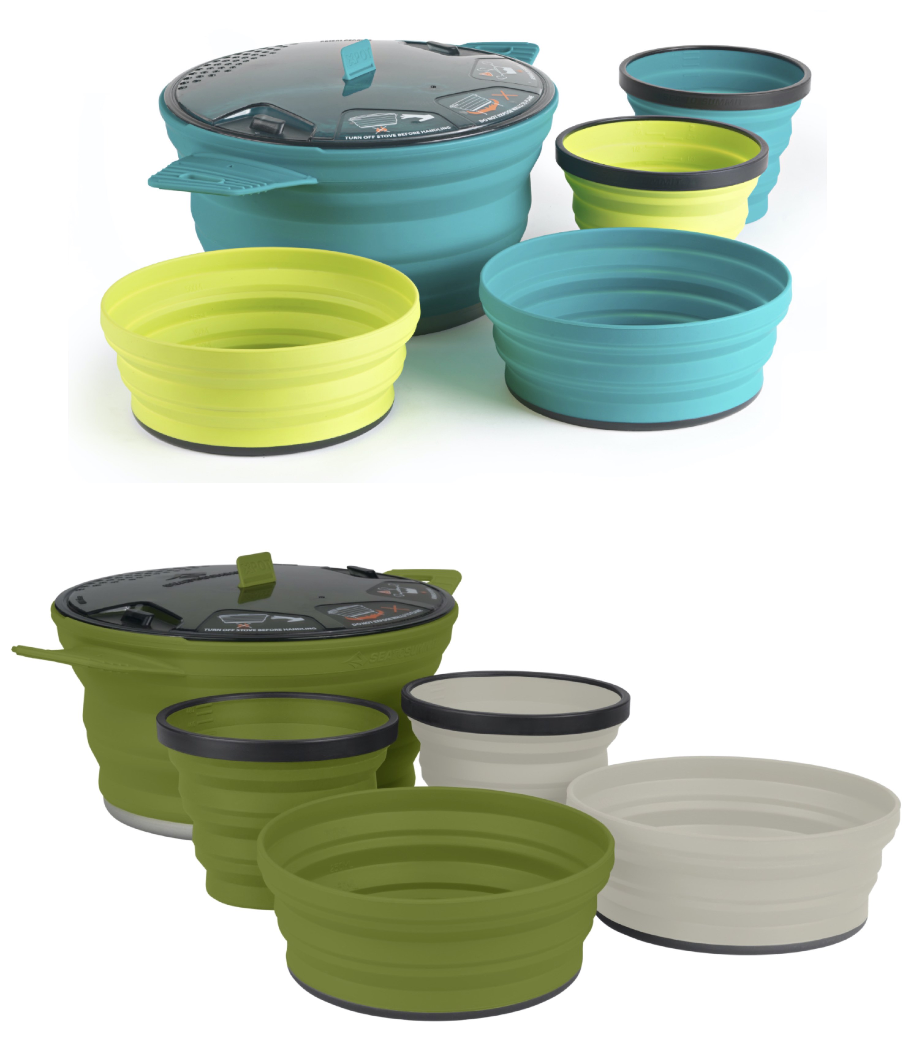 Summit Lime and Grey Pop 3 Piece Collapsible Bowl Set Camping Home Space Saving 