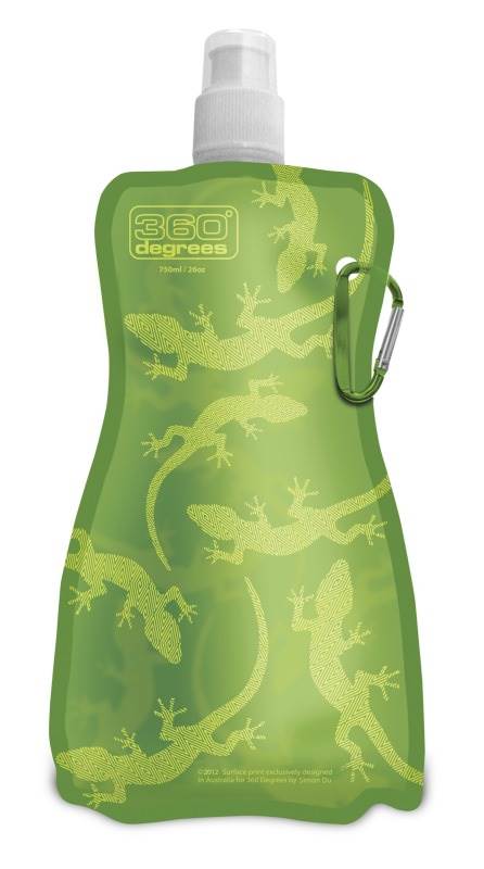 Flexible Drink Bottle 750ml : Gecko Green : 360° Degrees - Product Image