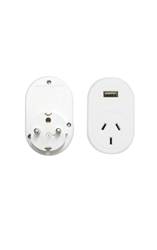 Travel Adaptor with USB Socket - AU to Europe (not UK), Bali and more