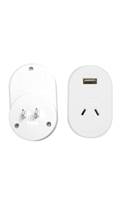 Travel Adaptor with USB Socket - AU to Japan, USA, South America (2 pin) and more