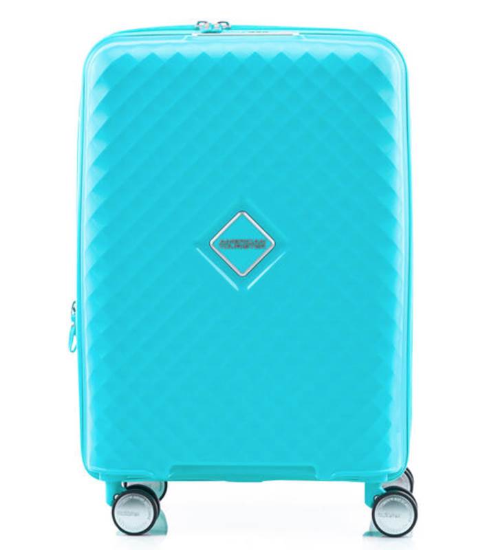 American Tourister Squasem 55 cm Expandable Carry-On Spinner Luggage - Aqua Blue