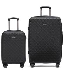 Aus Luggage Venice 4-Wheel Expandable Luggage Set of 2 - Black (Carry-on and Large)