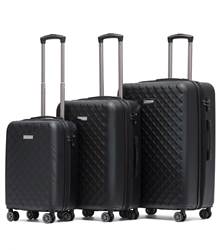 Aus Luggage Venice 4-Wheel Expandable Luggage Set of 3 - Black (Small, Medium and Large)