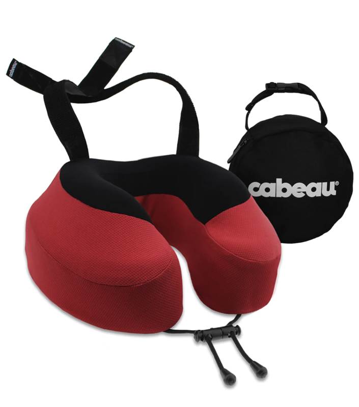 Cabeau Evolution S3 Memory Foam Travel Pillow with Seat Strap System - Cardinal Red