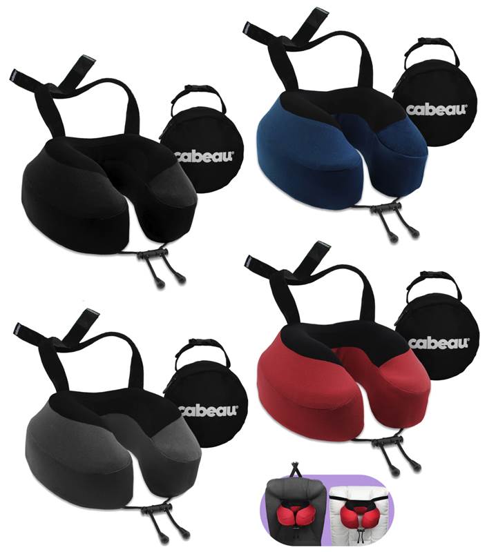 Cabeau Evolution S3 Memory Foam Travel Pillow with Seat Strap System