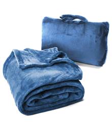 Cabeau Fold n Go 4-In-1 Travel Blanket, Pillow, Seat Cushion and Lumbar Support - Royal Blue
