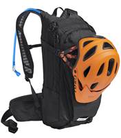 Helmet carry clips on each side of the pack
