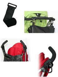 Non-slip, adjustable strap attaches to ANY size, shape and style of stroller bar