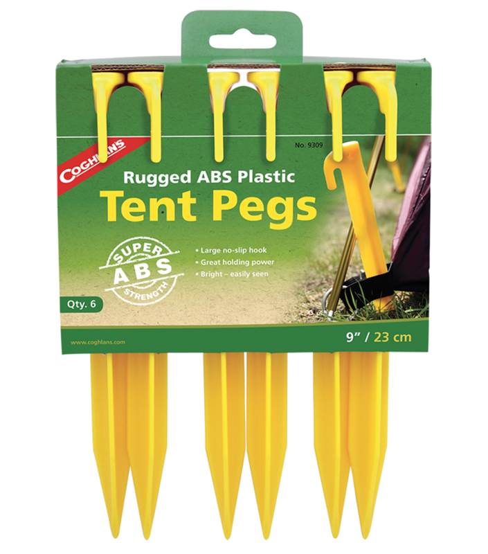 Coghlan's Rugged 9 inch ABS Plastic Tent Pegs - 6 Pack