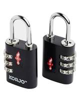 Korjo Combination Lock TSA - Duo Pack (2 Locks) - Black
