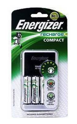 Compact Charger for AA, AAA, 9V : Includes 4x AA : Energizer