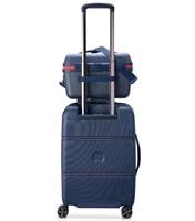 Trolley system compatible allowing the beauty case to slide over a handle of a suitcase (sold separately)