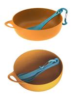 Delta Cutlery Set fits neatly into Delta bowl and carabiner prevents spoon slipping into bowl (Please note : Delta Bowl sold separately)