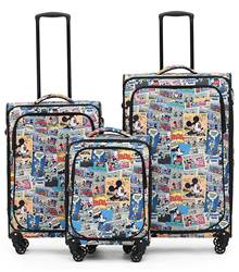Disney Mickey Mouse Comic Soft 4-Wheel Trolley Case - Set of 3 (Small, Medium and Large)