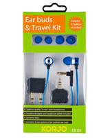 Korjo Headphone Ear Buds Travel Kit - Blue - EB89-BLUE