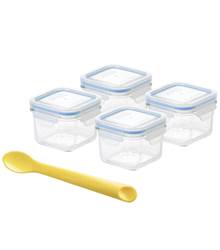 Glasslock 5 Piece Square Baby Food Container Set with Silicone Spoon - 210 ml