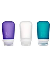 GoToob+ Travel Bottles Medium 74 ml 3 Pack - Clear, Purple and Teal
