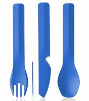 Humangear GoBites Trio Travel Cutlery Set inc Toothpick and Bottle Opener - Dark Blue