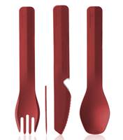 Humangear GoBites Trio Travel Cutlery Set inc Toothpick and Bottle Opener : Red
