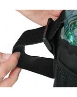 Non-slip, adjustable strap attaches to diagonal stroller bars