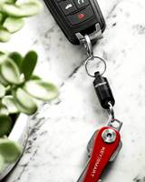 Attach key rings to car fobs, pants, bags and other everyday items