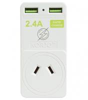 Korjo 2 Port USB Charger and Power Travel Adaptor - 2 Pin Japan and 2 Pin Aus / NZ