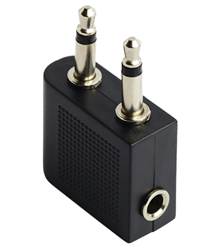 Adapts your 1 pin 3.5mm stereo plug to fit a 2 pin 3.5mm socket