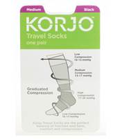 Korjo Compression Travel Socks : Medium : Black - TSOXM