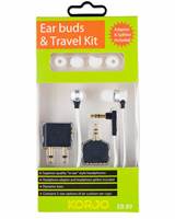 Korjo Ear Buds Headphone Travel Kit - White - EB89-WHITE