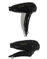 Korjo Folding Travel Hair Dryer - Dual Voltage - Black