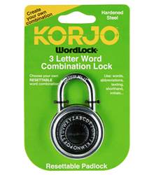 Korjo Secura Wordlock Combination Lock - Black