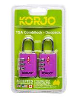 Korjo TSA Combination Lock - Duo Pack (2 Locks) - Purple - TSACLD-PURPLE