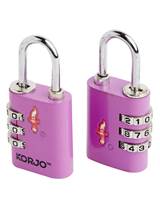 Korjo TSA Combination Lock - Duo Pack (2 Locks) - Purple