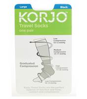 Korjo Travel Compression Socks : Large : Black - TSOXL