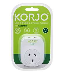  Korjo USB-C + A Charger - AUS/NZ Socket To AUS/NZ Plug - Power Adaptor