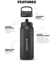 LifeStraw Go 2.0 - 700ml Stainless Steel Water Filter Bottle - Black - LGV42SBKWW