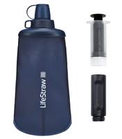 LifeStraw Peak Series collapsible squeeze bottle with screw-top cap and tether, backwash accessory