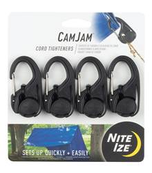  Nite Ize CamJam Cord Tightener - Plastic - Black (4 Pack) 