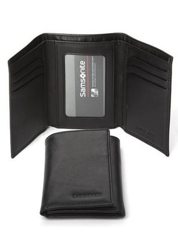 RFID Blocking Leather Wallets : Trifold Wallet - Black : Samsonite