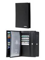Samsonite DLX Leather Wallet - Compact with 17 RFID Credit Card Slots - Black