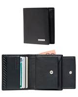 Samsonite DLX Leather Wallet - Slimline with Coin and 3 RFID Credit Card Slots - Black