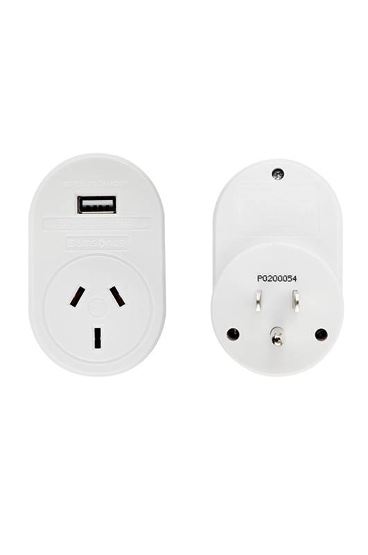 Samsonite Electrical Adaptor with USB - Australia to USA - White