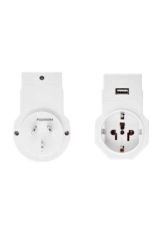 Samsonite Electrical Adaptor with USB - USA and Europe to Australia - White
