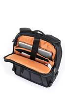 Separate padded laptop compartment with tablet/document sleeve secured by velcro strap
