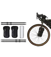 Bike-specific storage system: tent packs into two 420D waterproof and durable eVent Dry Sacks with Stretch-Loc Straps for reliable mounting