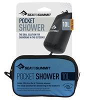 Packed pocket shower fits into the palm of your hand