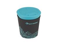 A removable insulation sleeve and easy-sip silicone lid both fold inside the mug for compact packing