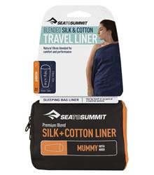 Sea to Summit Silk and Cotton Travel Sleep Liner - Mummy with Hood - Navy