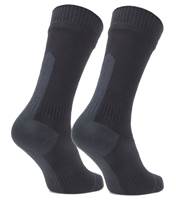 Sealskinz Waterproof All Weather Mid Length Sock with Hydrostop - Black / Grey - Large